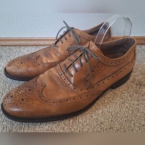 Johnston & Murphy Tyndall Flex Wing Tip Saddle Tan Lace-Up Oxfords Men's 10